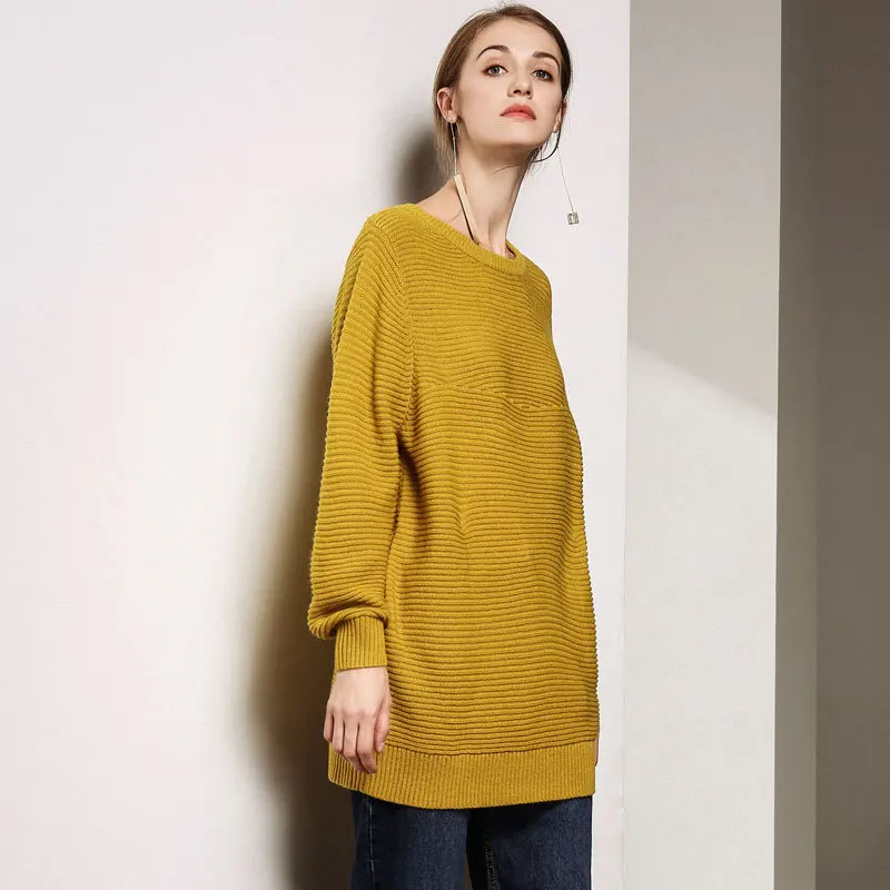 Women Loose Woolen Sweater Dress knitted sweater dress women Elegant pull knit winter 2018 autumn jumper vintage pullover | Женская
