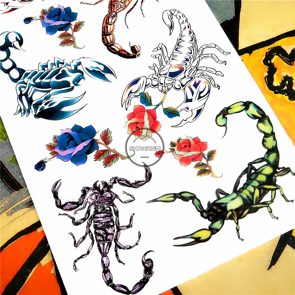 Красочная временная татуировка для тела скорпиона SHNAPIGN флеш наклейка на руку s