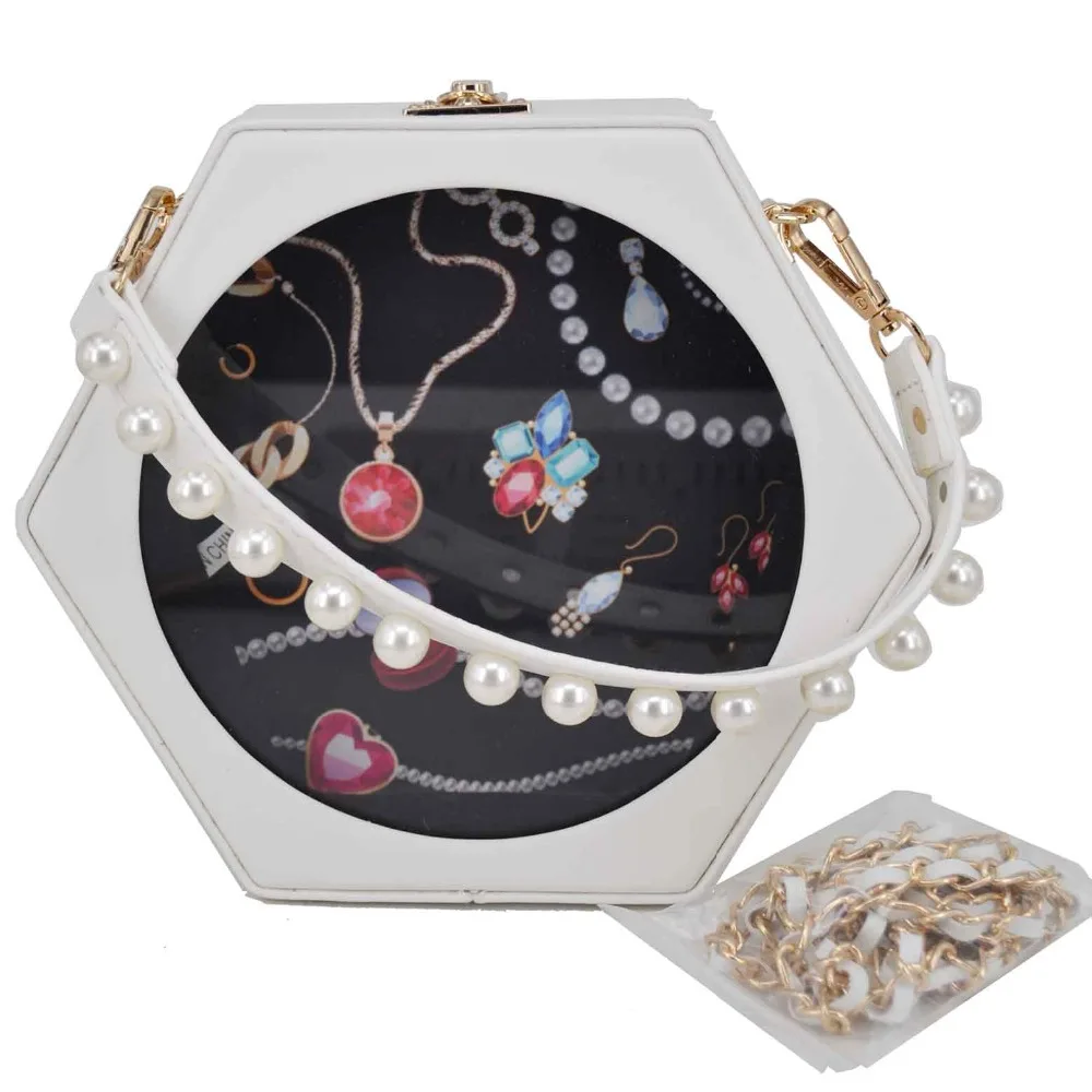 Модная коробка прозрачные сумки на плечо для женщин белые черные красные твердые