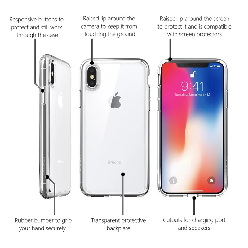 

JKING 10Pcs Crystal Silicon Transparent Case for iPhone X Cases Ultra Thin Clean Phone TPU Cover for iPhone X Cases Back Shell