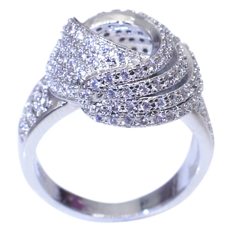 Fashion Weave Winding Design Crystal Zircon Stone Engagement Ring For Women Luxury Jewelry