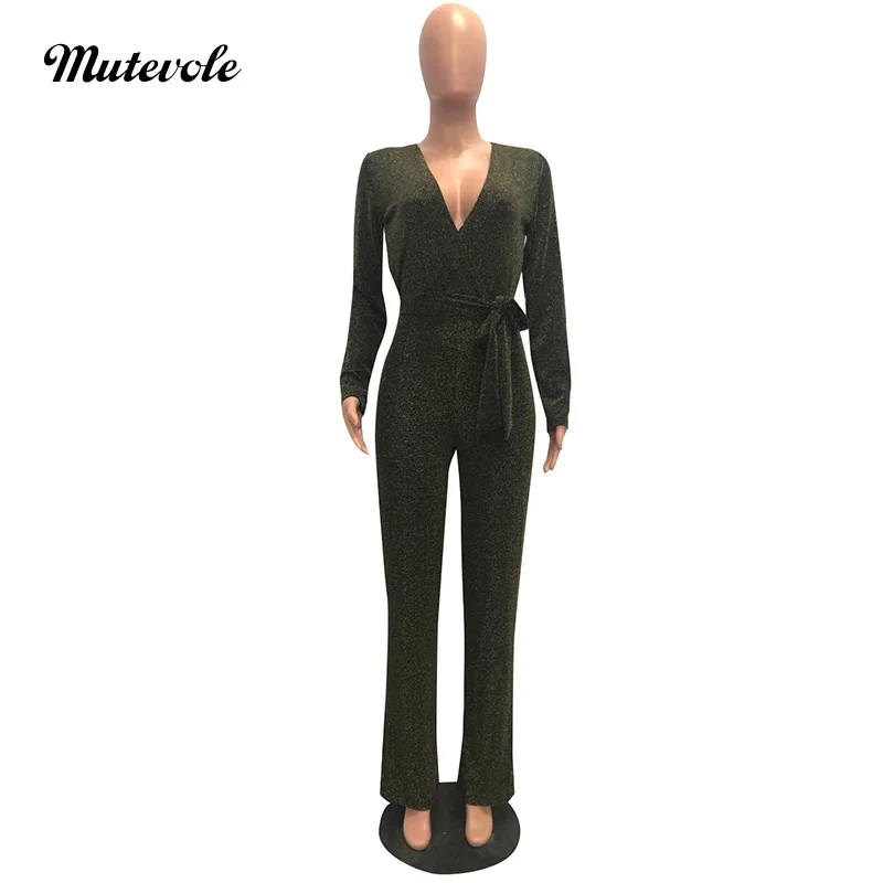 Mutevole Сексуальная Bodycon блестящие вечерние комбинезон Для женщин Повседневное с