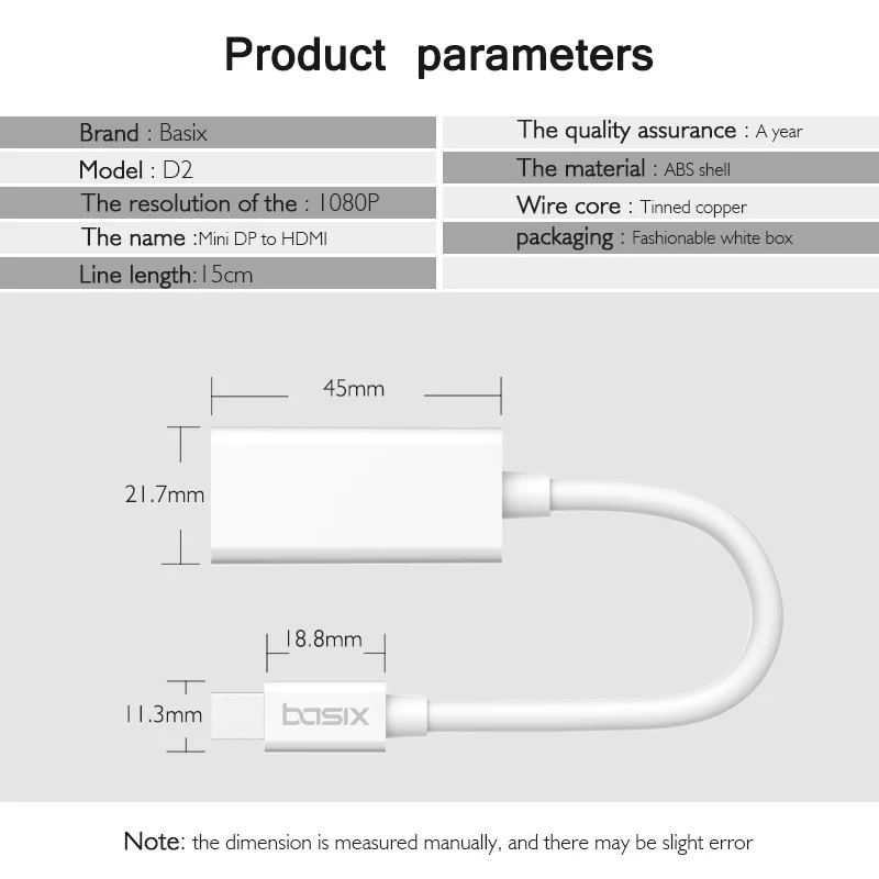 Basix 2017 Thunderbolt Mini DisplayPort DP Male to HDMI Женский адаптер конвертер кабель для Apple Mac Macbook Pro |