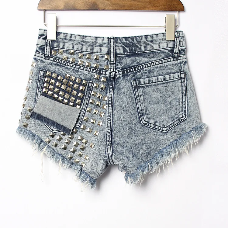 1993 2016 женская Мода Марка Винтаж Кисточкой Заклепки Ripped Свободные высокой Талией