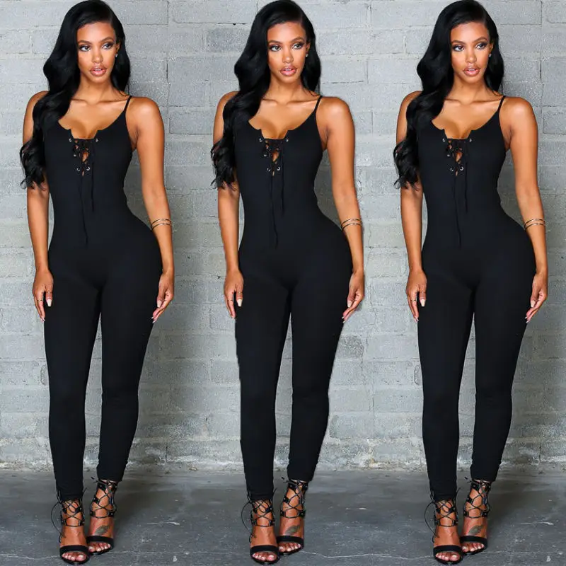 Sexy Halter bodysuit Women elegant Skinny 2017 black jumpsuit romper body overalls playsuit Size S-XL | Женская одежда