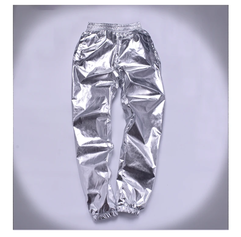 Plus size 8XL Spring Women Loose Silver Harem Pants Female Casual Shiny jogger sweatpants Women Motorcycle Metallic trousers