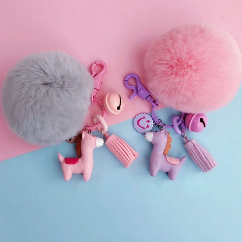 1 шт. милые животные Альпака Alpacasso меховой шар пушистый брелок для ключей брелок кольцо для ключей для девочек плюшевая игрушка
