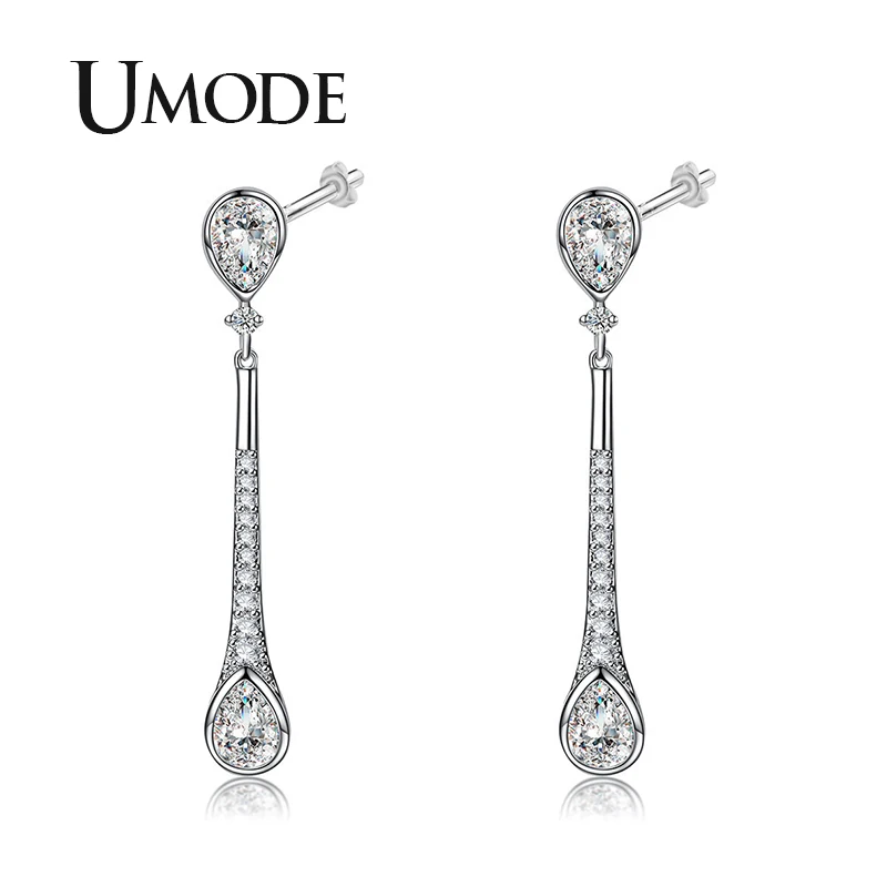 Новые серьги подвески с цирконом для женщин UMODE ювелирные изделия из белого