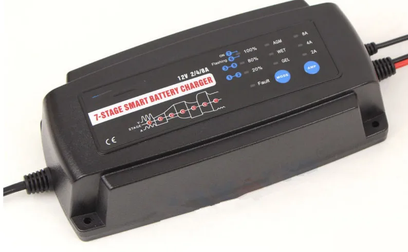 12V 2A 4A 8A 7-ми сегментный смарт-автомобильное зарядное устройство, аккумуляторная батарея типа и ток на выбор