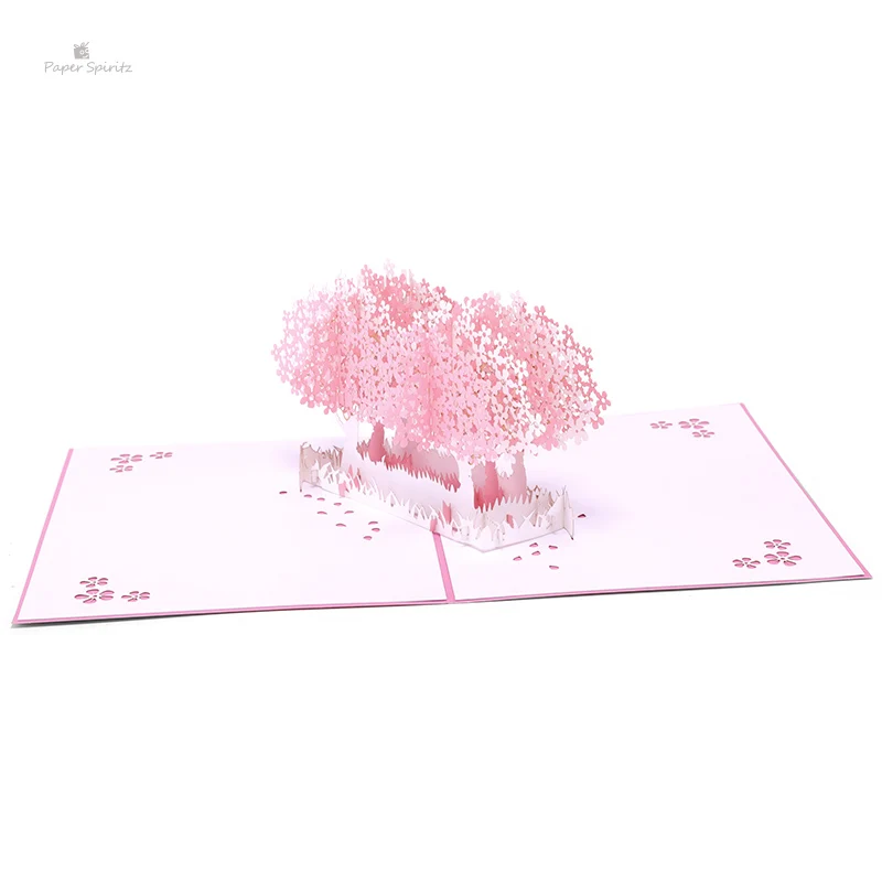 Бумажные Цветочные открытки спирица 3D лазерная вырезка Выдвижная бумажная