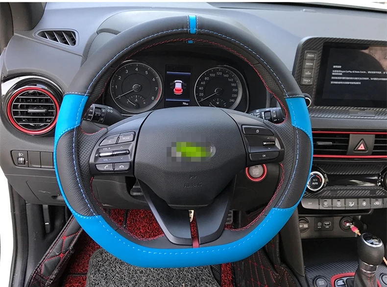 DIY чехлы на руль мягкая кожаная оплетка на руль автомобиля аксессуары для салона автомобиля для hyundai Kona Encino