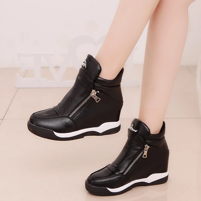 Женская кожаная обувь на танкетке; zapatos mujer plataforma tenis feminino; повседневная обувь на платформе в стиле Харадзюку; Повседневная обувь для женщин; basket femme