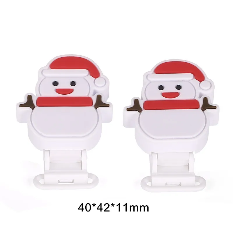 Snow man Chenkai 1 шт. Силиконовая Круглая Звезда Бабочка Медведь Цветок Микки Маус зажимы DIY Детский Прорезыватель кольцо для соски держатель цепи зажимы подарок - Цвет: Snow man