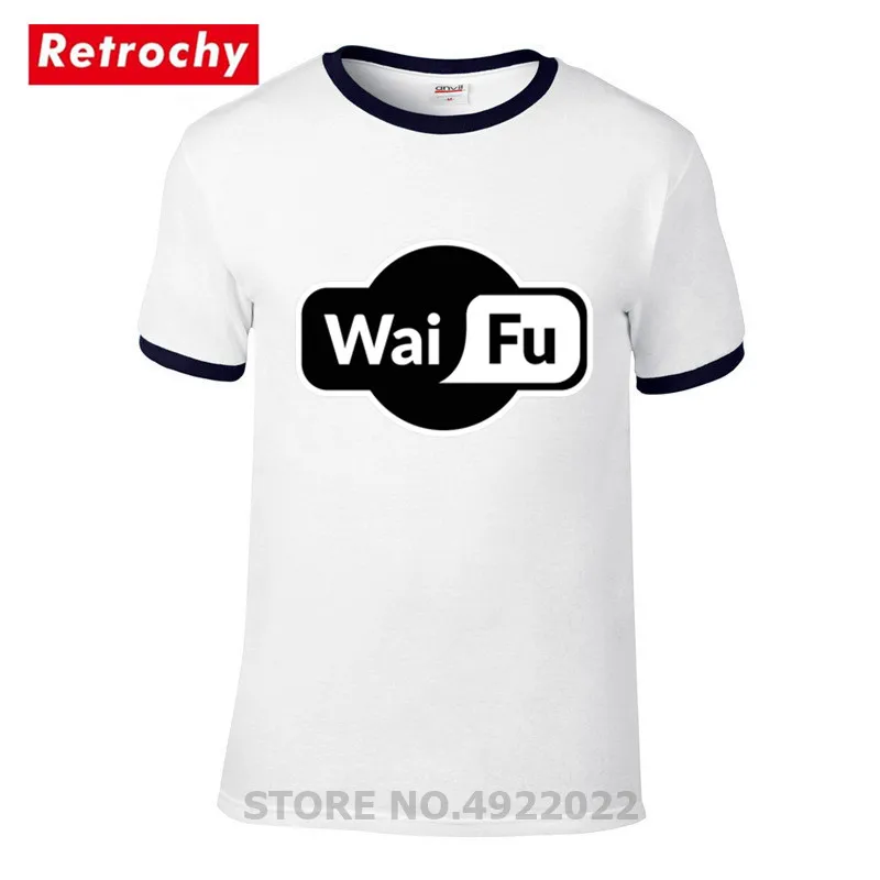 Футболка из материала Waifu Японский комикс черно белая футболка с логотипом