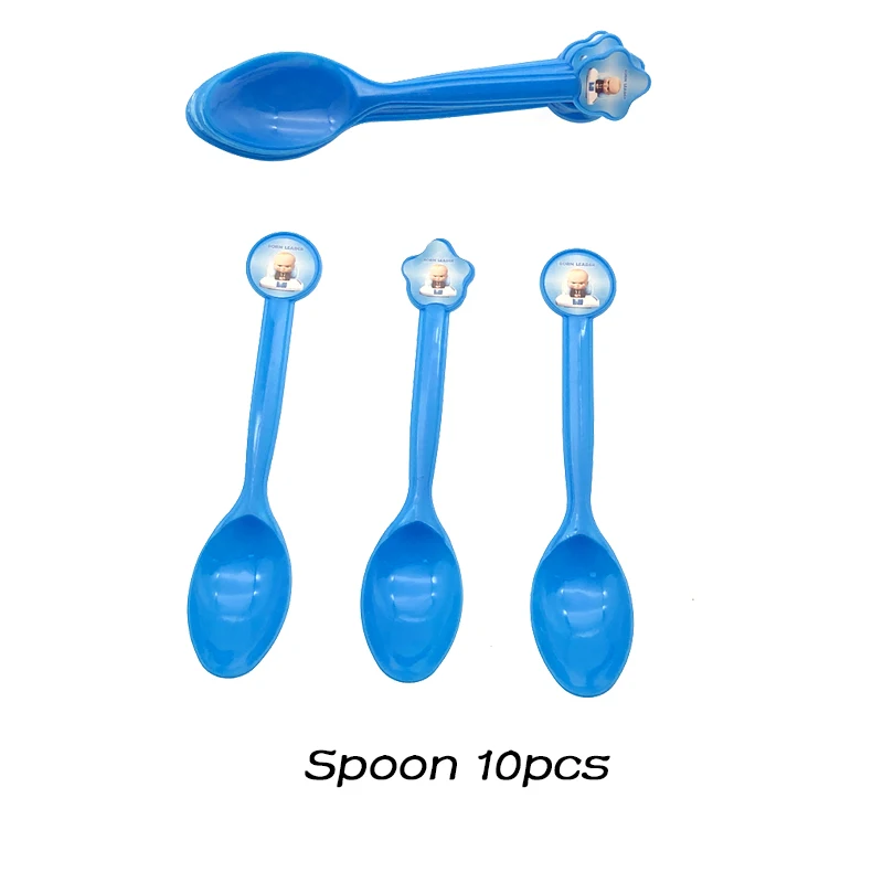 Spoon 10pcs Boss baby вечерние украшения одноразовые ножи ложки вилки День Рождения украшения для детей для вечеринки в честь рождения мальчика вечерние принадлежности - Цвет: Spoon 10pcs