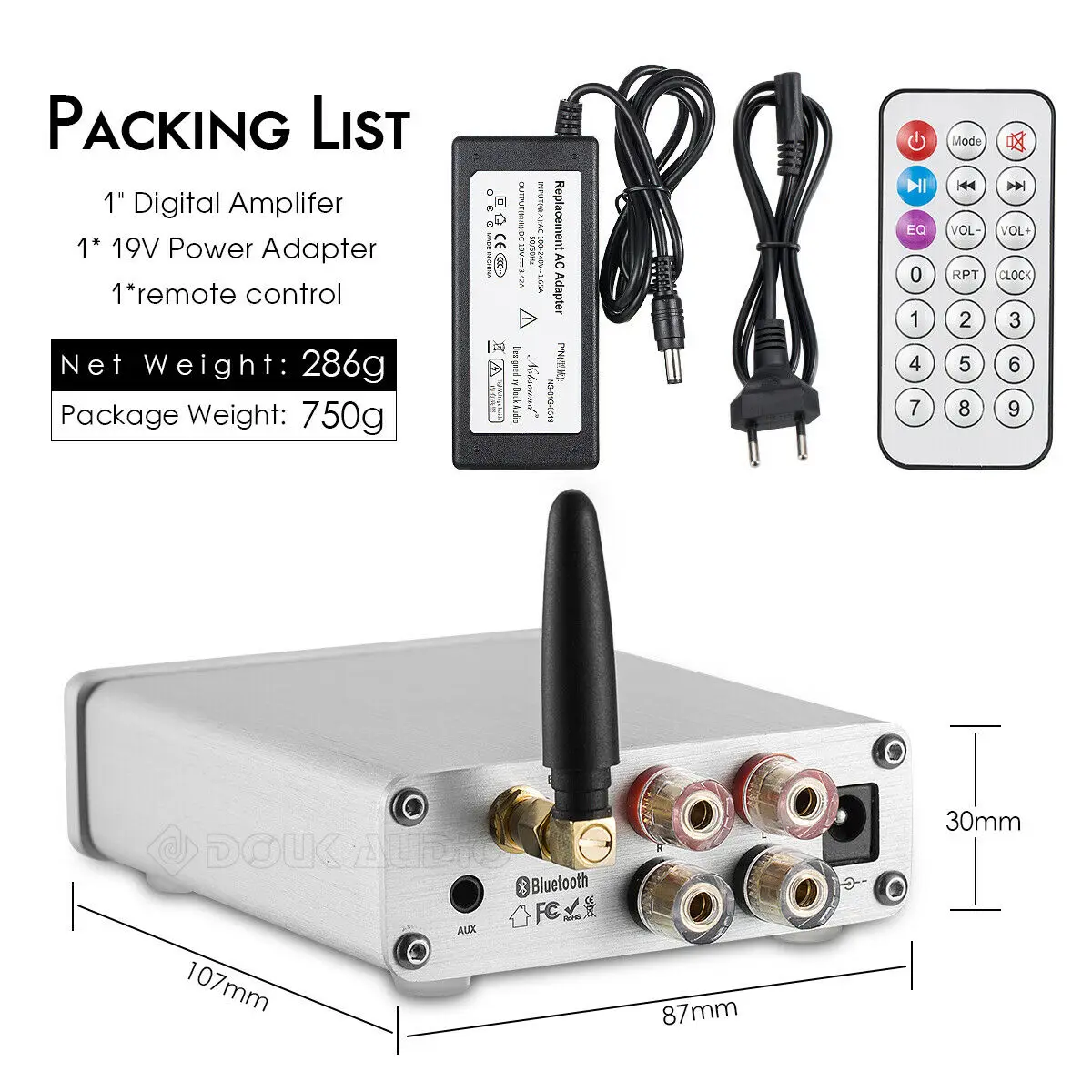 

Nobsound Mini HiFi TPA3116 Digital Bluetooth5.0 Power Amplifier U-disk/TF/AUX/FM With Music Player APP