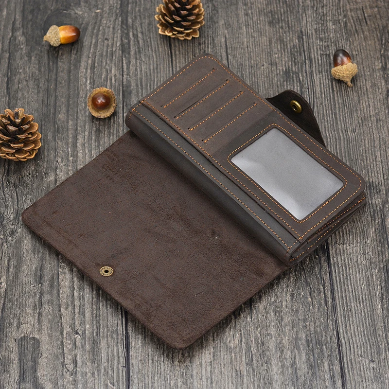 Винтажный Длинный кошелек двойного сложения для мужчин и женщин длинный