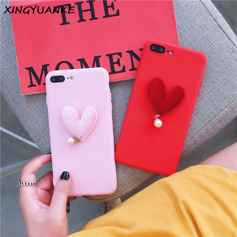 XINGYUANKE 3D прекрасный случай для huawei Y9 2018 чехол Симпатичные Сердце ЛЮБОВЬ жемчуг Coque