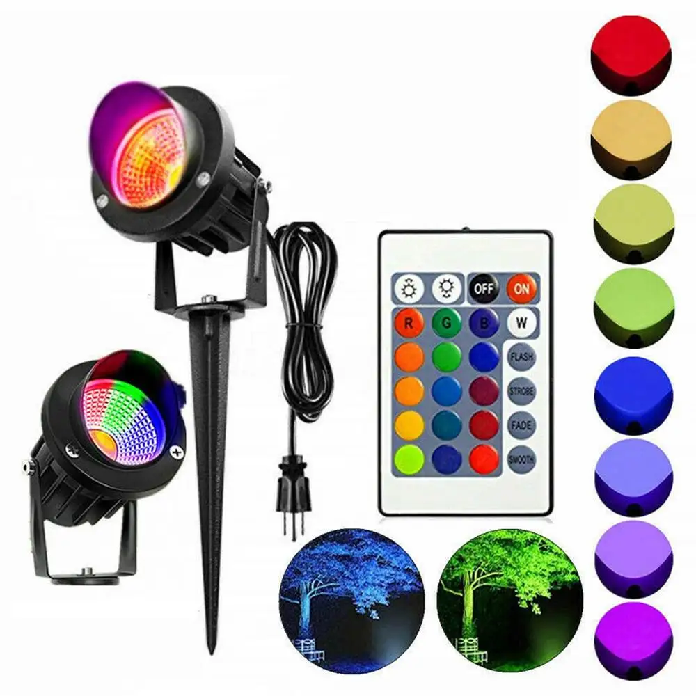 1/2/4 шт. 10 Вт RGB садовый светильник проектор светодиодный газонный светильник с пультом дистанционного управления Водонепроницаемый IP65 Открытый Пейзаж Светодиодный прожектор лампы AC85-265V по стандартам ЕС/США