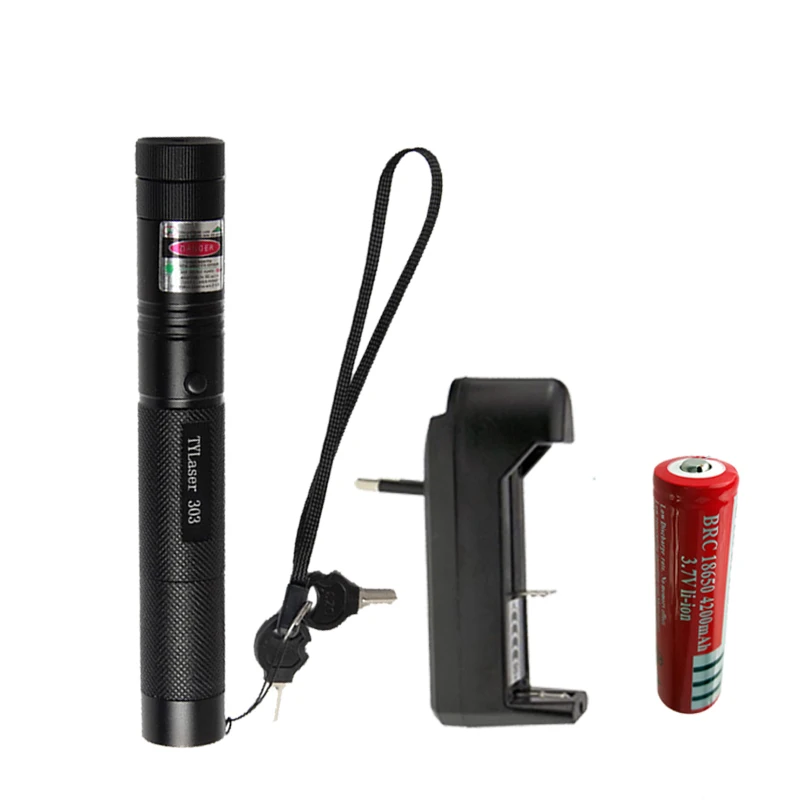 Package B Z40 Military 532nm 5mw 303 Green Laser Pointer Lazer Pen Burning Beam Burning Match flashlight for 18650 Battery Security lock - Emitting Color: Package B