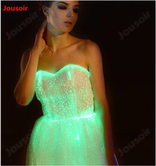 Led Colorful Luminous Party Evening Dress Music Festival Concert Wedding Costume Fiber Optic Lighting Masquerade CD15 T02 | Лампы и