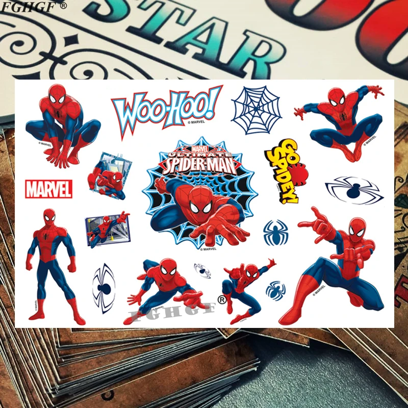 Милый 3d Детский Супермен Паук детский временный боди арт флэш тату стикер 17*10 см