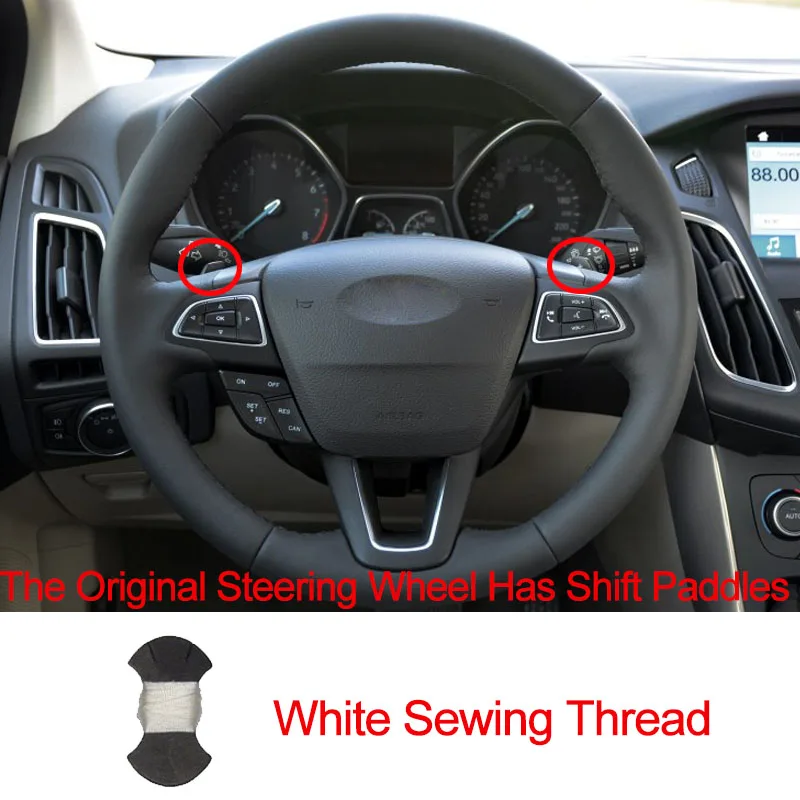 Shift paddle white Ручное шитье чехол рулевого колеса автомобиля Volant для Ford Focus 3 Kuga побег - Название цвета: Shift paddle white