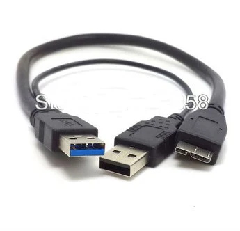 Новый Два USB 3 0 A папа к Micro USB3.0 B Мужской кабель для мобильного жесткого диска с