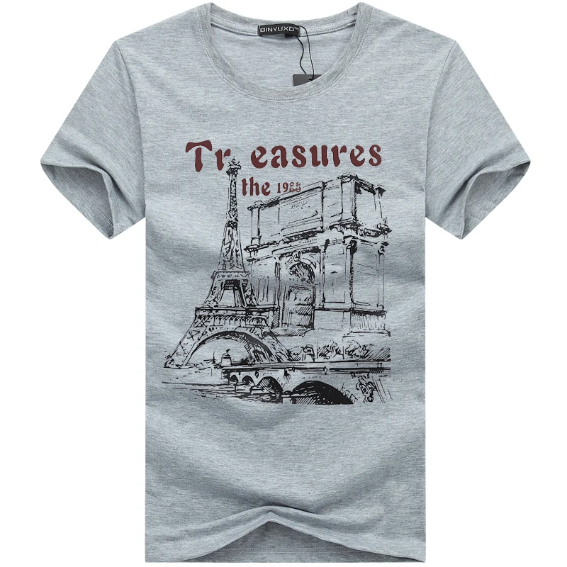 BINYUXD Brand New Pure cotton Short Sleeves Hip hop Fashion Mens O-Neck T-Shirt Summer Personality men t-shirts | Мужская одежда