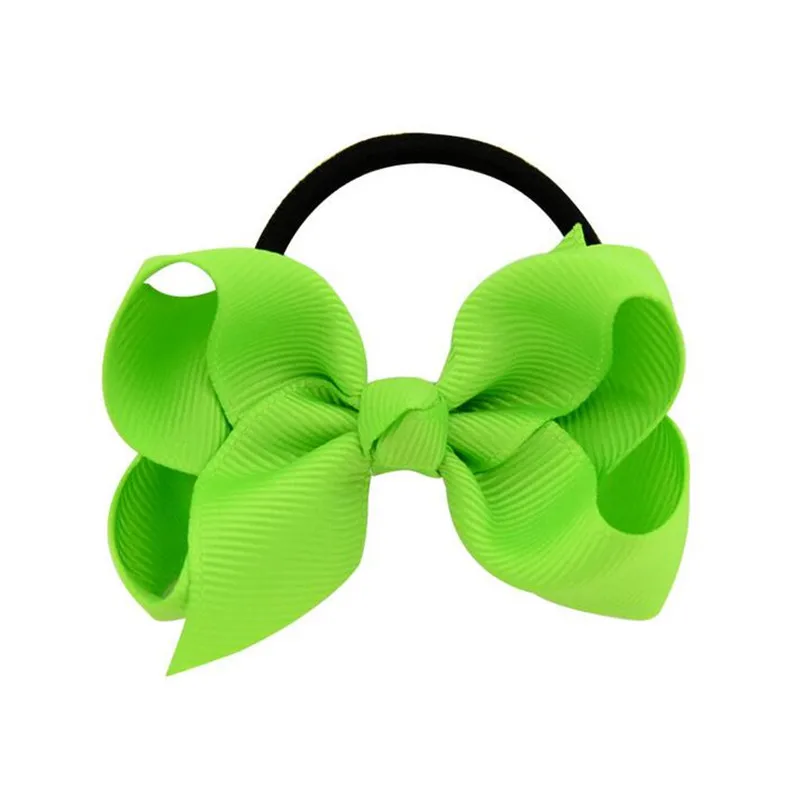Fluorescent green 3 дюймовые Детские бантики для волос, банты для волос для девочек, резинки для волос, эластичная лента для волос, женские аксессуары для волос, веревка, резинка, резинка - Цвет: Fluorescent green