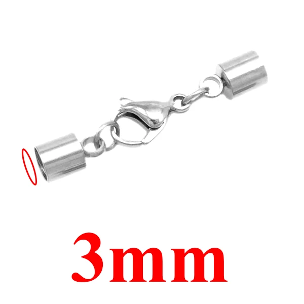 silver 3mm 5 шт./лот застежка-карабин из нержавеющей стали застежка-карабин Золотой/Серебряный тон пряжка кожаный шнур замок для DIY кожаный браслет Изготовление ювелирных изделий - Цвет: silver 3mm