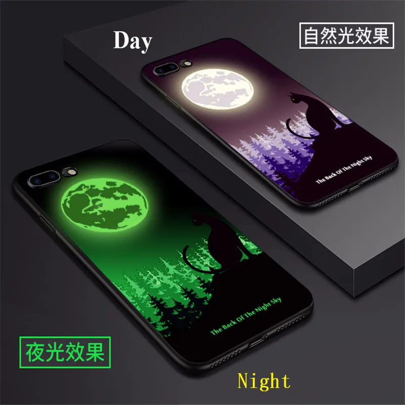 Светящийся чехол для iPhone 6, 6 S, 7, 8 Plus, X светильник в темноте, чехол для телефона, задняя крышка для 8 Plus, 7 plus, светящаяся оболочка, Coque Fundas