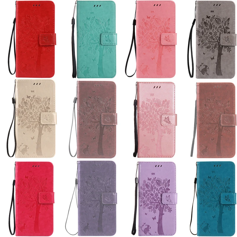 Кожаный чехол для телефона с тиснением кошкой и деревом мягкий силиконовый Motorola