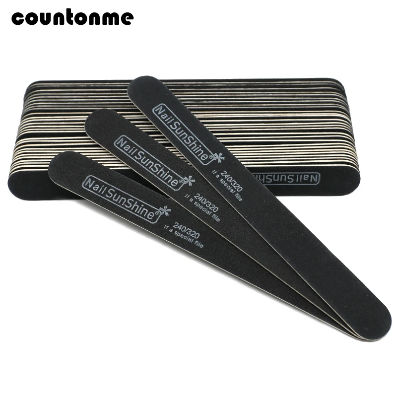 

10pcs Wooden Nail File 240/320 Black Strong Thick Professional Nail Buffer Sandpaper Buffing Sanding Files Straight lime a ongle