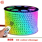 GD 14 м 15 м 20 м 25 м 30 м 40 м 45 м 50 м SMD 5050RGB Светодиодная лента 220 В IP65 водонепроницаемая светодиодная лента + ИК-пульт дистанционного управления