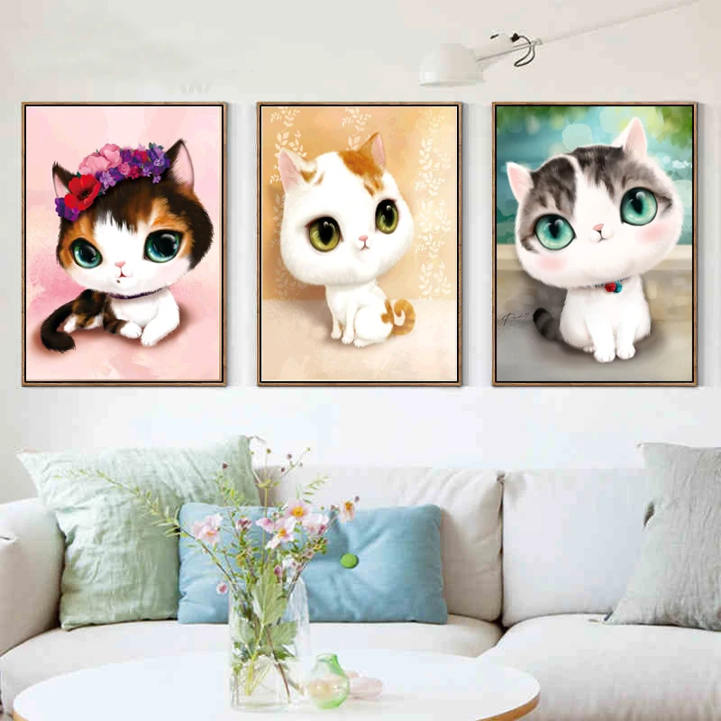 5D DIY алмазная мозаика алмаз вышивка спальня мультфильм животных милый кот точки