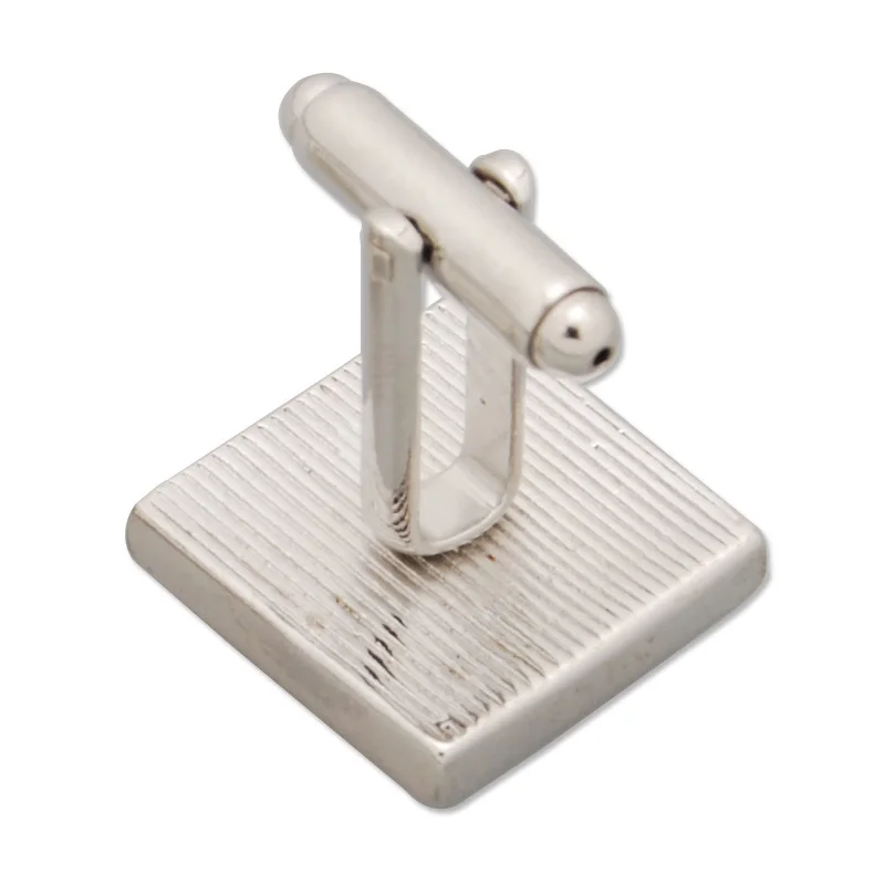 

White gold plated 14mm square pad square bezel cufflinks blanks findings cameo cabochon setting, 10 piece/lot-C2619