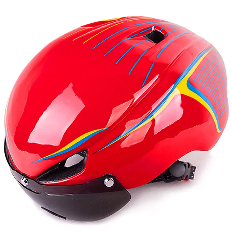 Toptotn с очками очки Mtb велосипед Велоспорт Шлем Bicicleta Capacete Casco Ciclismo Para Сверхлегкий объектив велосипедные шлемы - Цвет: Red