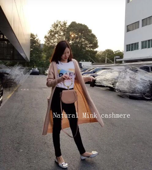 Женские длинные кардиганы из 100% натуральной норки и кашемира новинка мягкий