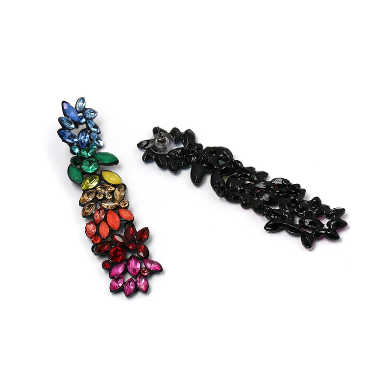 Оптовая продажа винтажные Разноцветные длинные висячие серьги JUJIA с кристаллами