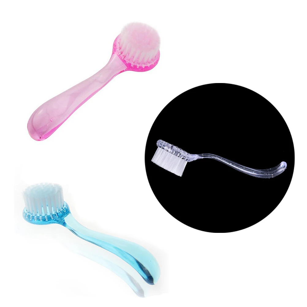 

1PCS Make Up Washing Brush Round Head Plastic Professional Nail Art Dust Cleaning Brush with Cap Manicure Pedicure Nail Tool