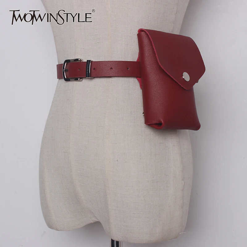TWOTWINSTYLE, модные женские поясные ремни с фото сумкой, подходящие к платью, пальто, рубашке, женский пояс с карманами, весна-лето