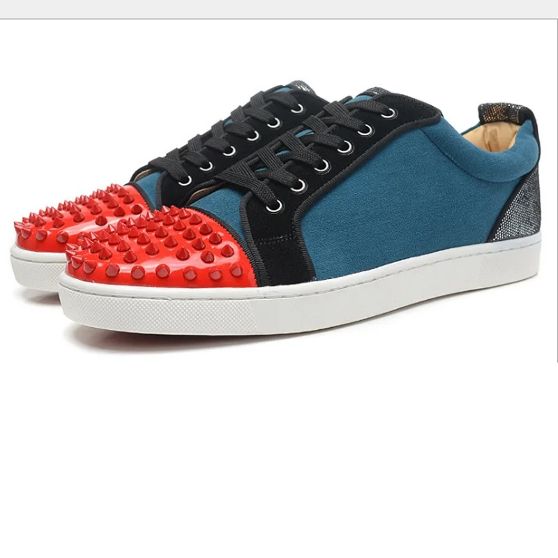 С высоким вырезом cl черный заклёпки Спорт на открытом воздухе красной подошвой