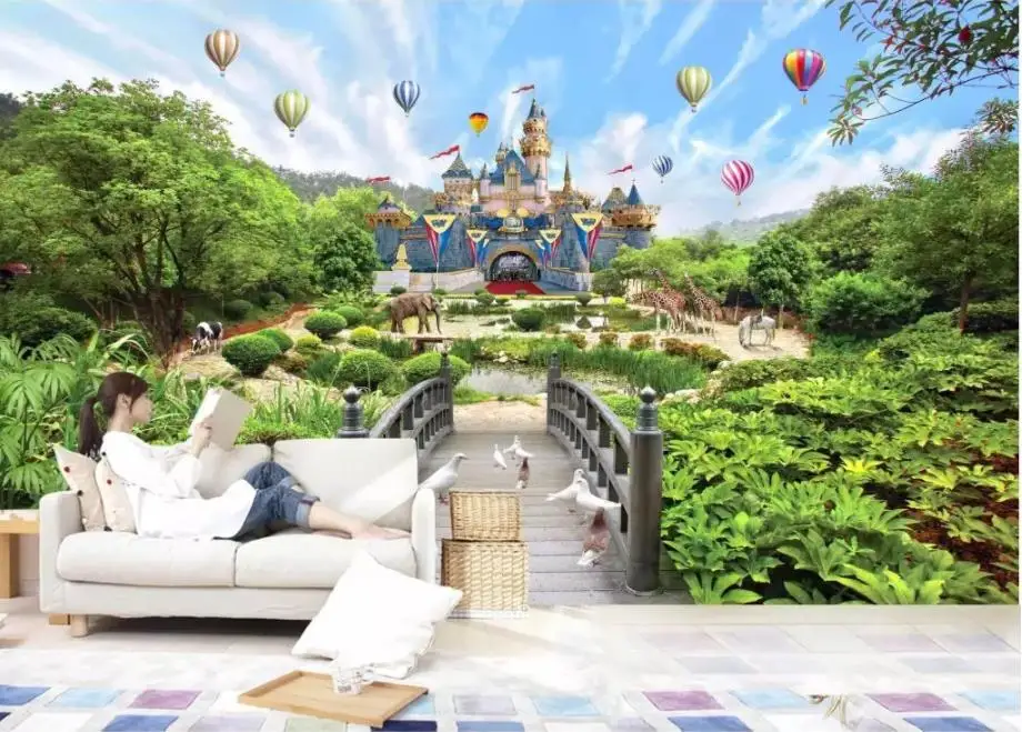 Кирпичные обои 3d замок животное Фреска гостиная диван ТВ фон 3D рулон