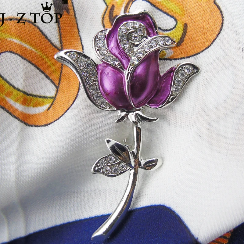Брошь JZTOP в виде цветка с кристаллами булавка для шарфа аксессуар женщин|Броши| |