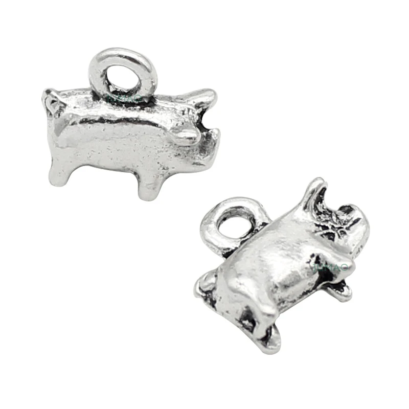 20 шт./лот -- античная серебряная Свинья Подвески кулон маленький размер 3D 12x10x5mm |