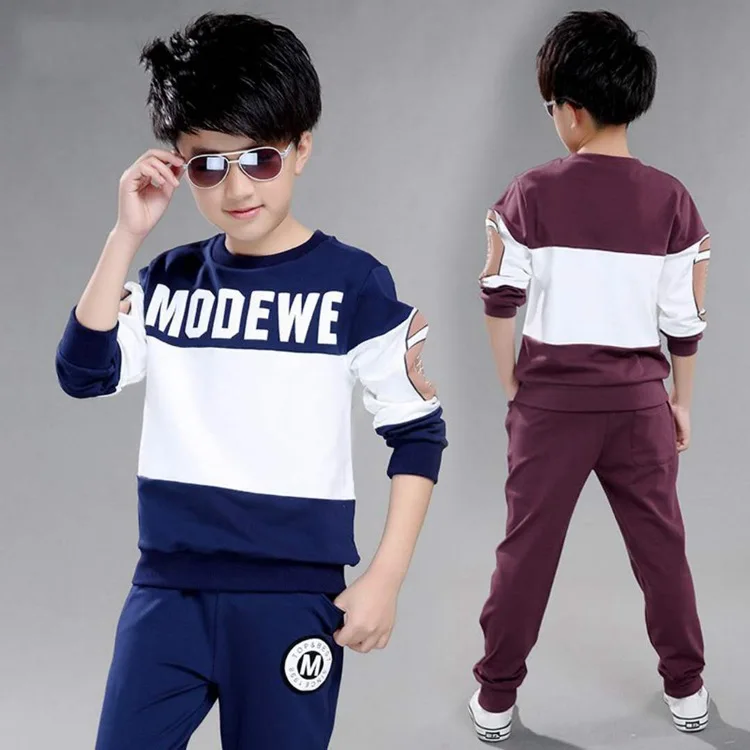 Binhbet Boys Tracksuits 2018 Autumn Children White Black Long Sleeve Jacket + Pants Outfit Kids Clothing Sets Age 3-10 T |