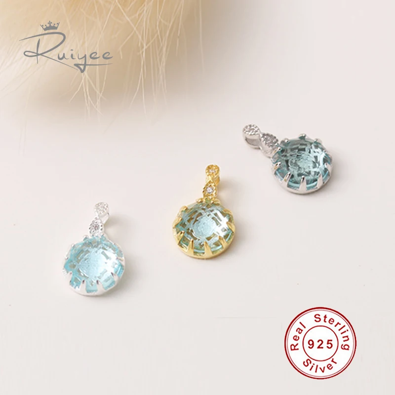 RUIYEE 100% 925 пробы серебро Цепочки и ожерелья кулон циркон позолоченный драгоценный