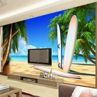 3D обои на заказ любого размера, с изображением Морского Пейзажа, пляжа, настенная живопись, тематический домашний декор для отеля, нетканые обои