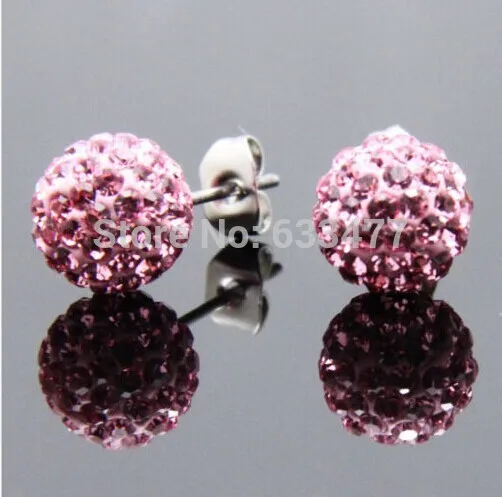 MZ14K09 19 цветов 10ММ Shamballa Бренд Сережки ввиде Диско Шара Shamballa Серьги из кристалов Украшения для Женщин - Окраска металла: MZ14K09